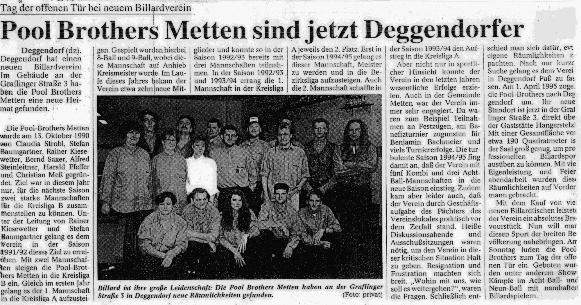 Zeitungsbericht Umzug von Metten nach Deggendorf